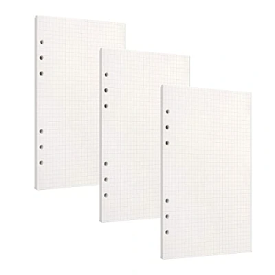 Afbeelding van PALUDO 135 vellen A6 geruit papier, 6 gaten, wit navulpapier, geruit, beweegbare voor A6, navulbaar notitieboek, dagboek, dagboek