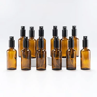 Afbeelding van Yizhao 50 ml bernsteinfarbene Glas Sprühflasche, leere Sprühflaschen mit Metallkappe für Reinigung, Aromatherapie, Diffusor ätherische Öle, Massage, Haare, Haustiere 12 Stück