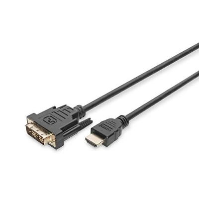 Image de DIGITUS Câble adaptateur liaison simple HDMI mâle pour DVI D 2 m double blindage noir vis moletées