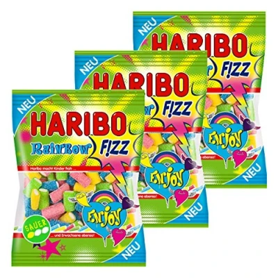 Afbeelding van Haribo Rainbow Fizz Rubberen beer voor wijn en fruitgom, 175 g, 3 stuks