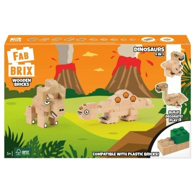 Afbeelding van FabBrix Houten speelgoedstenen Dinosaurus 4 in 1
