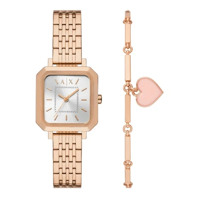 Afbeelding van Armani Exchange dames Horloge en armband set van 2 AX7164SET in de kleur Roségoud