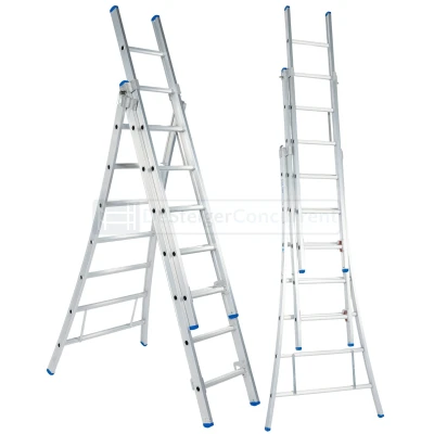 Afbeelding van Solide 3 delige reformladder 3x7 sporten met een gebogen voet