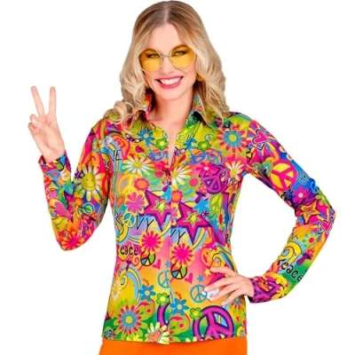 Afbeelding van Party Blouse 60&#039;s Bloemen Dames Maat XXL