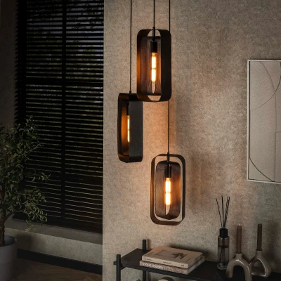 Afbeelding van Kasey hanglamp 3L artic zwart