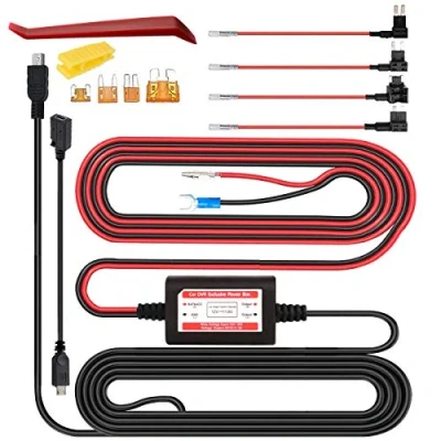Afbeelding van Gebildet Dashcam Hardwire Kit,Mini/Micro USB Hard Wire Kit voor Dashcam, 12V 24V tot 5V Car Dash Camera Power Cord,ACU/ACS/ACN Mini/ACZ Micro 2 Zekering,11.6V Real Battery Drain Protection