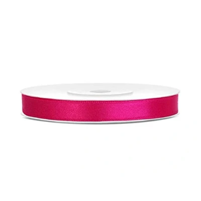 Afbeelding van Jaow Satijnen lint van polyester, strik en geschenkverpakking 6/12/25/38/50/100 mm x 25 m (maat 6 kleur fuchsia)