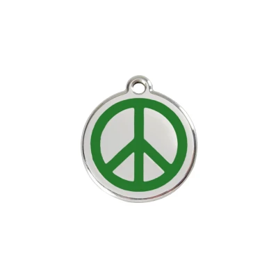 Afbeelding van Peace Green roestvrijstalen hondenpenning small/klein dia. 2 cm RedDingo
