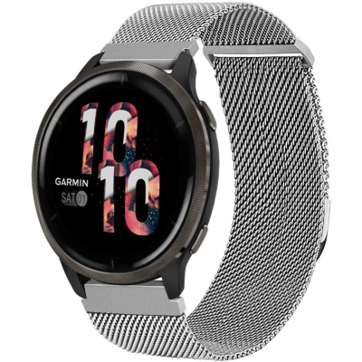 Afbeelding van iMoshion Milanees magnetisch 22 mm bandje Geschikt voor Garmin Venu 2 / Fenix 7 Pro 7s 6 Vivoactive 4 Polar Grit X Vantage M2 V2 Maat S Zilver
