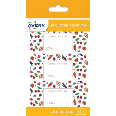 Afbeelding van AVERY 20 etiketten, satijn, beschrijfbaar, motief rode vruchten oplosmiddelvrij klevend voor levensmiddelen Formaat 95 x 40 mm