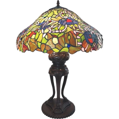 Afbeelding van LumiLamp Tiffany Tafellamp 55x85 cm Groen Blauw Polyresin Glas Bureaulamp