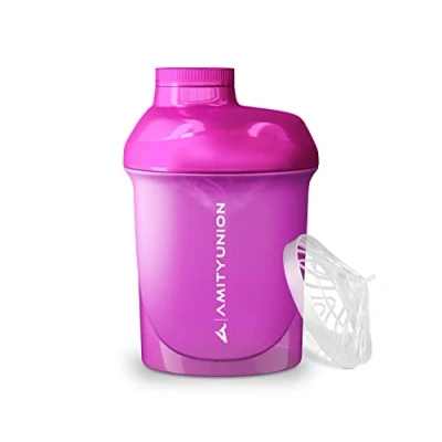 Afbeelding van AMITYUNION Women&#039;s Protein Shaker 400 ml Pink Deluxe Origineel BPA vrij met zeef, weegschaal voor romige weishakes, fitnessbeker isolaten en sportconcentraten