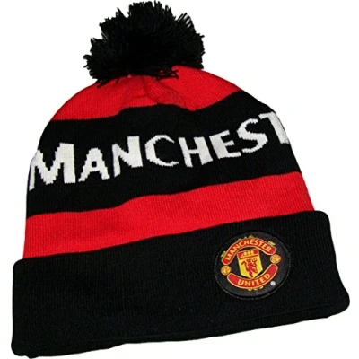 Afbeelding van Manchester United Muts met pompon officiële collectie, Rood en zwart, zwart.
