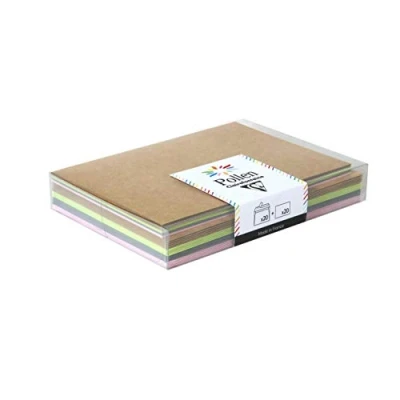 Afbeelding van Clairefontaine 20901C set met 20 enveloppen, zelfklevend, formaat C6 (11,4 x 16,2 cm) + eenvoudige kaarten, 11 15,5 cm komt overeen pollen thema natuur, 4 verschillende kleuren