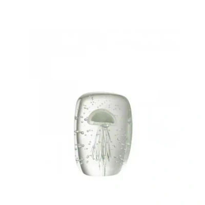 Afbeelding van J Line presse papier Calypso Vierhoek glas transparant/groen small