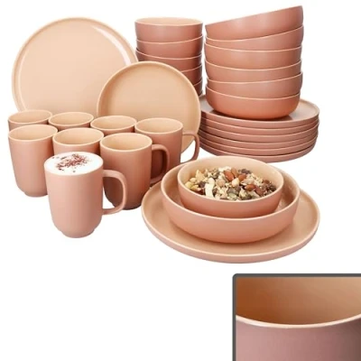 Afbeelding van Ritzenhoff &amp; Breker Jasper Puder 32 delig combiservies voor 8 personen, tafelservies van aardewerk met koffiekopjes à 170 ml, 360 ml kommen, soepborden en platte borden, klein
