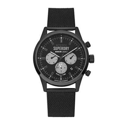 Afbeelding van Superdry SYG256BM Quartz herenhorloge met roestvrijstalen armband, zwart., Armband