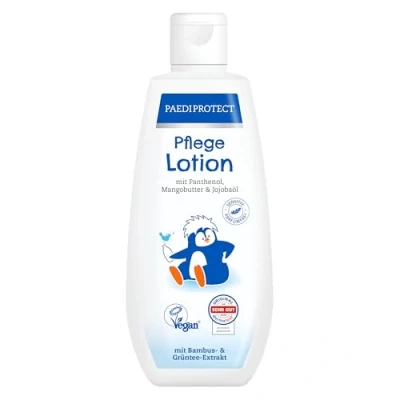 Afbeelding van PAEDIPROTECT Verzorgingslotion voor baby&#039;s en kinderen, 200 ml, panthenol verzorgende lotion, hydraterende verzorging met jojoba olie mangoboter, de gevoelige droge huid van
