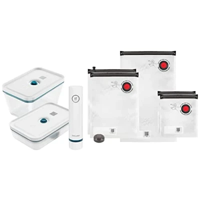 Image de ZWILLING Kit de démarrage Mise sous Vide Fresh &amp; Save, en Verre, Argent, 8 unités