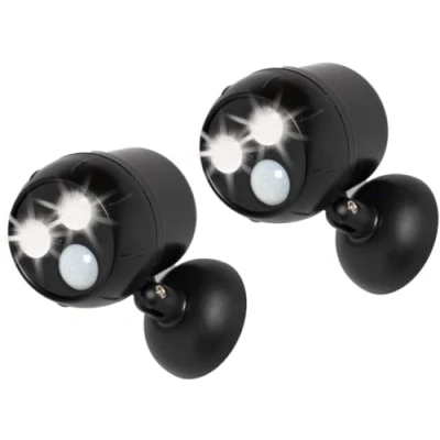 Afbeelding van Proxinova 2 stuks led veiligheidslampen met bewegingsmelder voor buiten, werkt op batterijen, PIR sensor, schijnwerper, compact en eenvoudig te installeren