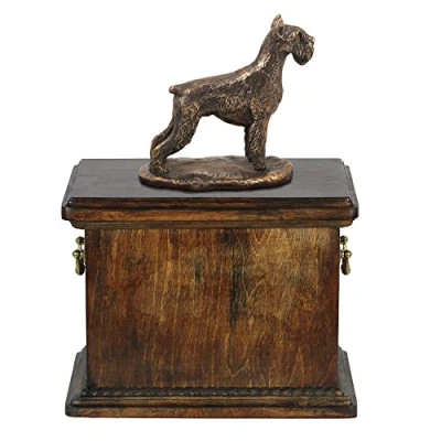 Afbeelding van Schnauzer urn hond met beeldje Elegante klassieke voor hondenas.