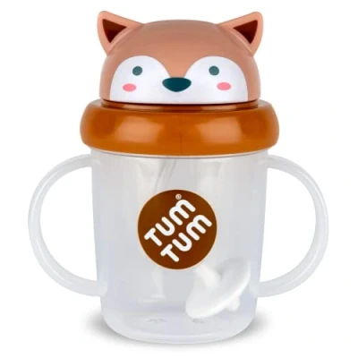 Image de TUM Tippy Up Gobelet à débit libre (sans valve), pour tout petits, sans BPA, (Fergus Fox 200 ml)