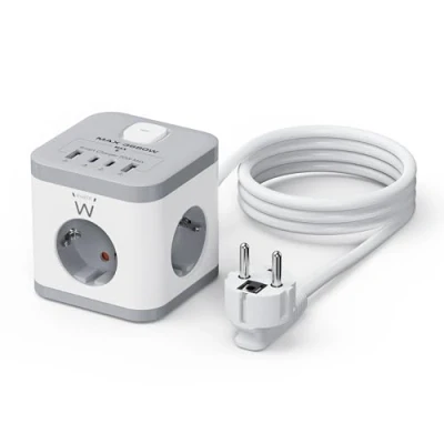 Afbeelding van Ewent 3 USB A poorten en 2 type C poorten, 7 in 1 kubus dief oplader, 3680 W 16 Schuko stopcontact, stekkerdoos met schakelaar, compatibel mobiele telefoon, tablet, thuis kantoor