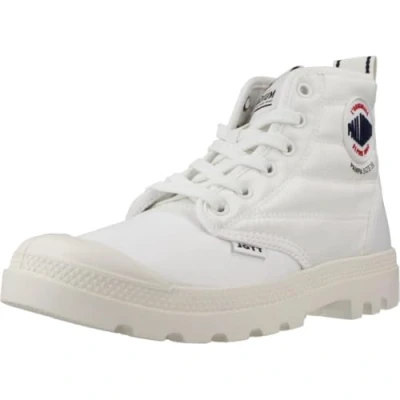 Afbeelding van Palladium Enkellaarsjes met plateauzool, Dames, Maat: 41, Blanches Textiel