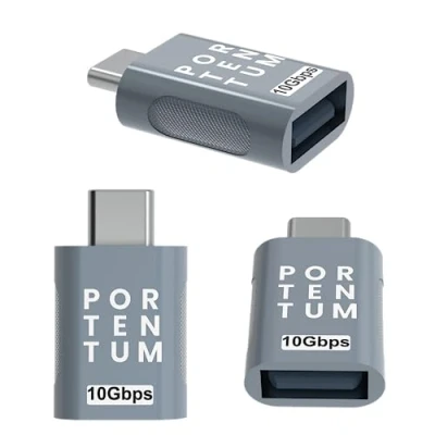 Afbeelding van PORTENTUM adapter USB C naar 3.0 (3.1) snelheid 10 GB OTG body premium zink met hoge hittebestendigheid type slechts 5 g