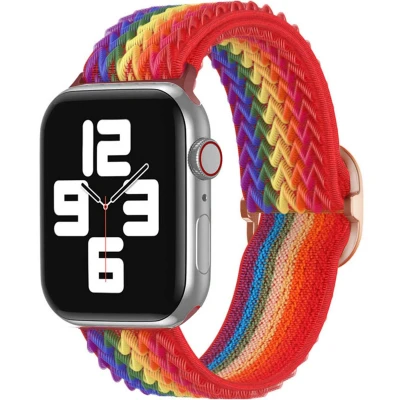 Afbeelding van iMoshion Bandje Geschikt voor Apple Watch Series 1 / 2 3 4 5 6 7 8 9 SE 38 40 41 mm Elastisch nylon band Meerkleurig