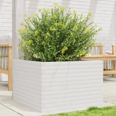 Afbeelding van Plantenbak 70x70x45,5 cm massief grenenhout wit