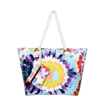 Afbeelding van Grote strandtas, waterafstotend, met ritssluiting, Aquarel Life, strandtas