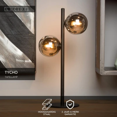 Afbeelding van Lucide TYCHO Tafellamp 2xG9 Zwart