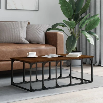 Afbeelding van Salontafel 100x50x35,5 cm bewerkt hout bruin eikenkleur