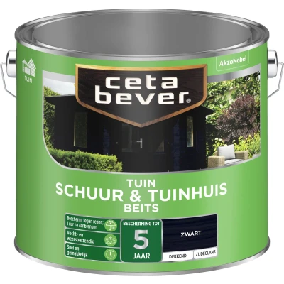 Afbeelding van Ceta Bever Dekkend Tuinbeits Schuur &amp; Tuinhuis Zwart 2,5 liter Blanke lak Beits