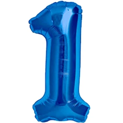 Afbeelding van ballon 1 jaar verjaardag Numero enorme metalen blauw XXL 100 cm decoratie jongens Lucht of Helium