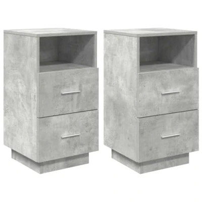 Afbeelding van Nachtkastjes 2 st met lades 36x36x68 cm betongrijs