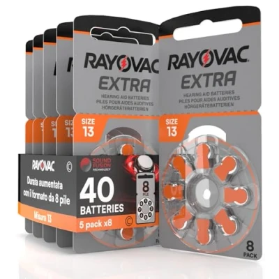 Afbeelding van 40 Rayovac Extra 13 Hearing Aid batterijen met Sound Fusion technologie, 5 blisters 8
