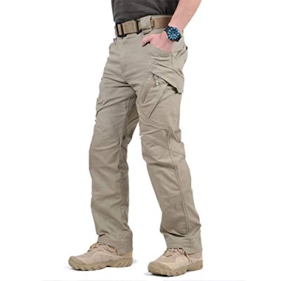 Afbeelding van Loeay Gevechtsbroek voor heren, cargobroek, tactisch, militair, in de stad, broek, swat, leger, casual, meerdere zakken, rekbaar, wandelbroek buiten, Khaki (stad)
