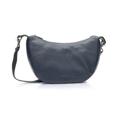 Afbeelding van MANDARINA DUCK Leren Schoudertas Mellow Leather Hobo Bag Dress Blue Donkerblauw