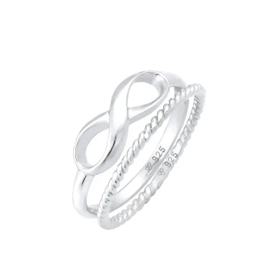 Afbeelding van Elli 2 PACK Infinity Ring, Dames, Maat: 54, Silber