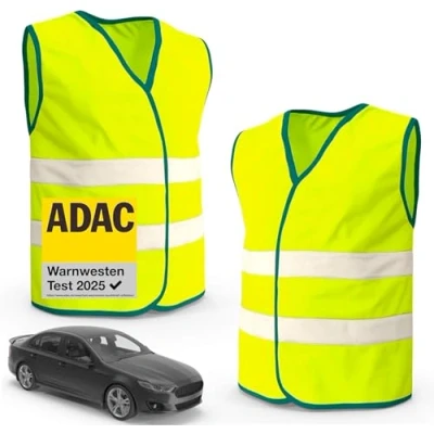 Afbeelding van 2 x veiligheidsvesten voor auto, geel, ISO20471, veiligheidsvest, pechvest, auto 2024 &amp; 2025, fluorescerend reflecterend, vrachtwagen, accessoires