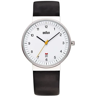 Afbeelding van Braun Heren analoog quartz horloge lederen band BN0032WHBKG