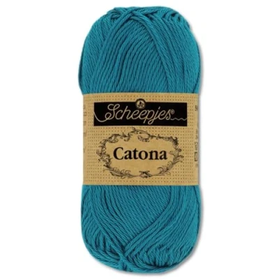 Afbeelding van Frida&#039;s Wollhaus Scheepjes 50 g Catona 100% katoen voor breien en haken Amigurumi, 109 kleuren (400 petrol blauw)