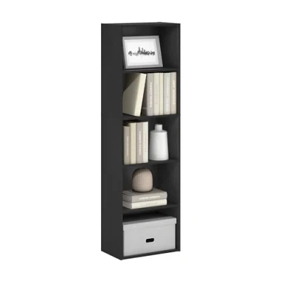 Afbeelding van Furinno Luder omkeerbare open boekenkast met 5 etages, zwart hout