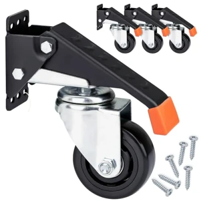 Afbeelding van HMF 6750 heavy duty wielen, verlaagbaar, voor werkbank, 4 stuks, 76 mm, tot 400 kg, zwart