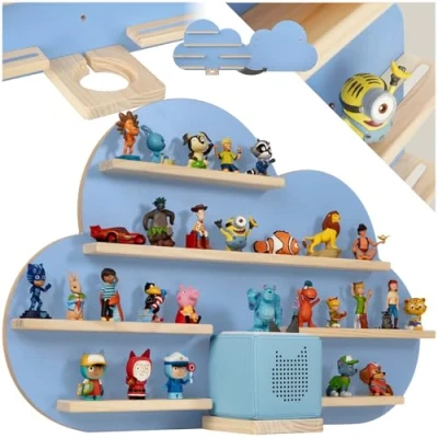 Afbeelding van Wandrek MyLittleStory Cloud voor 28 Tonies massief hout met magneetstrepen Blauw