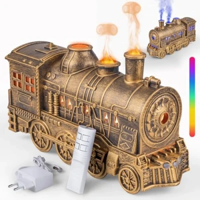 Afbeelding van Jeebel Diffuseur d&#039;arômes pour huiles essentielles de train avec style train, LED colorée, télécommande, adaptateur secteur 300 ml Mini humidificateur d&#039;air rafraîchissant