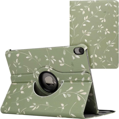 Afbeelding van iMoshion Tablet Hoes Geschikt voor iPad Air 4 (2020) 360 Draaibare Design Bookcase 2.0 Groen /Green Flowers