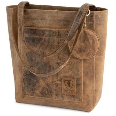 Afbeelding van Berliner Bags Vintage Shopper Seville Leren handtas voor dames, bruin, walnoot, Walnoot